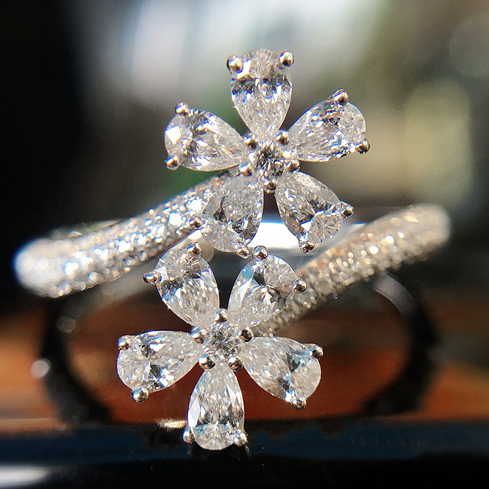 Water Drop Pear Shaped Imitation Open Ring Ring for Women