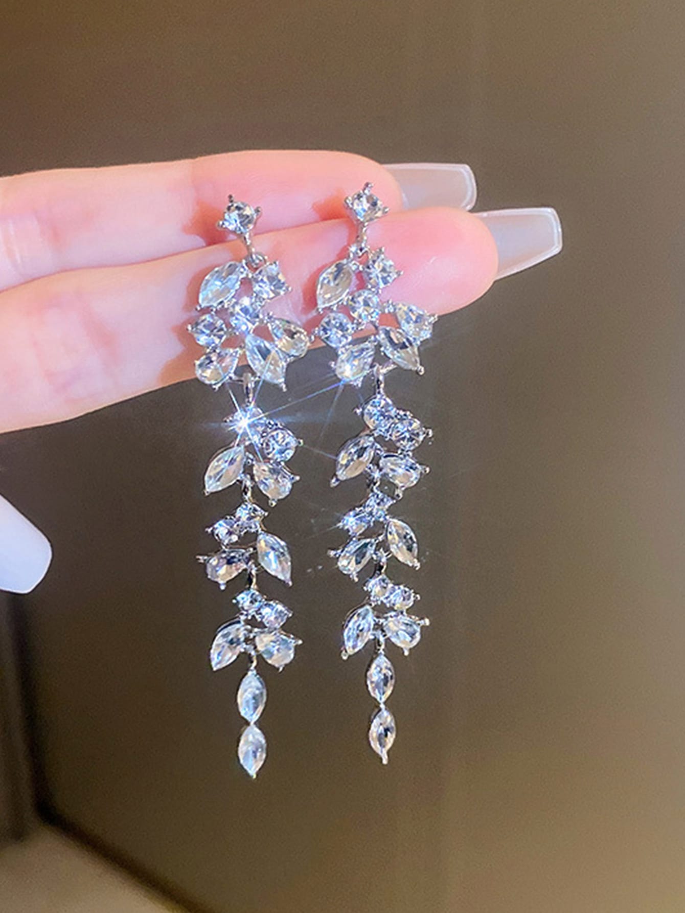 Rhinestone Decor Drop Earrings