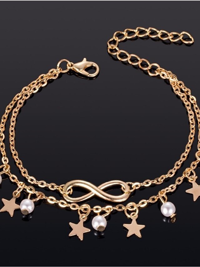 Ankle Bracelet Stylish Simple Women's Body Jewelry For Daily Beach Classic Alloy Star Gold 1pcs