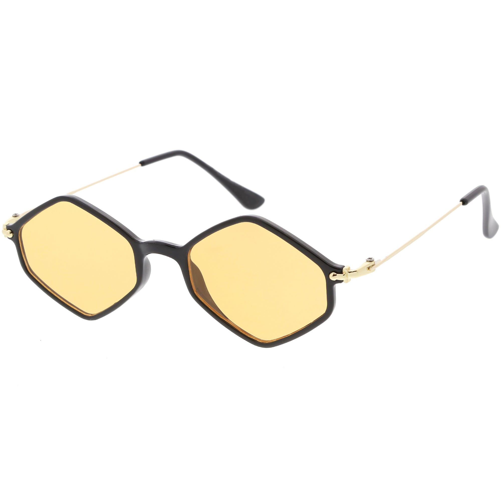 Retro Color Tone Hexagon Diamond Shape Sunglasses