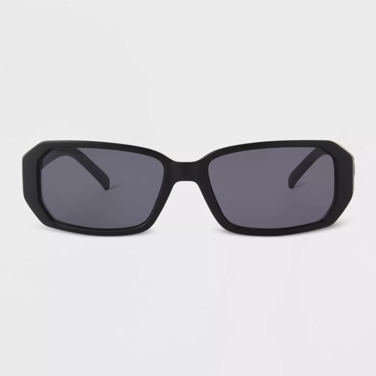 Men's Matte Plastic Rectangle Sunglasses with Smoke Lenses
