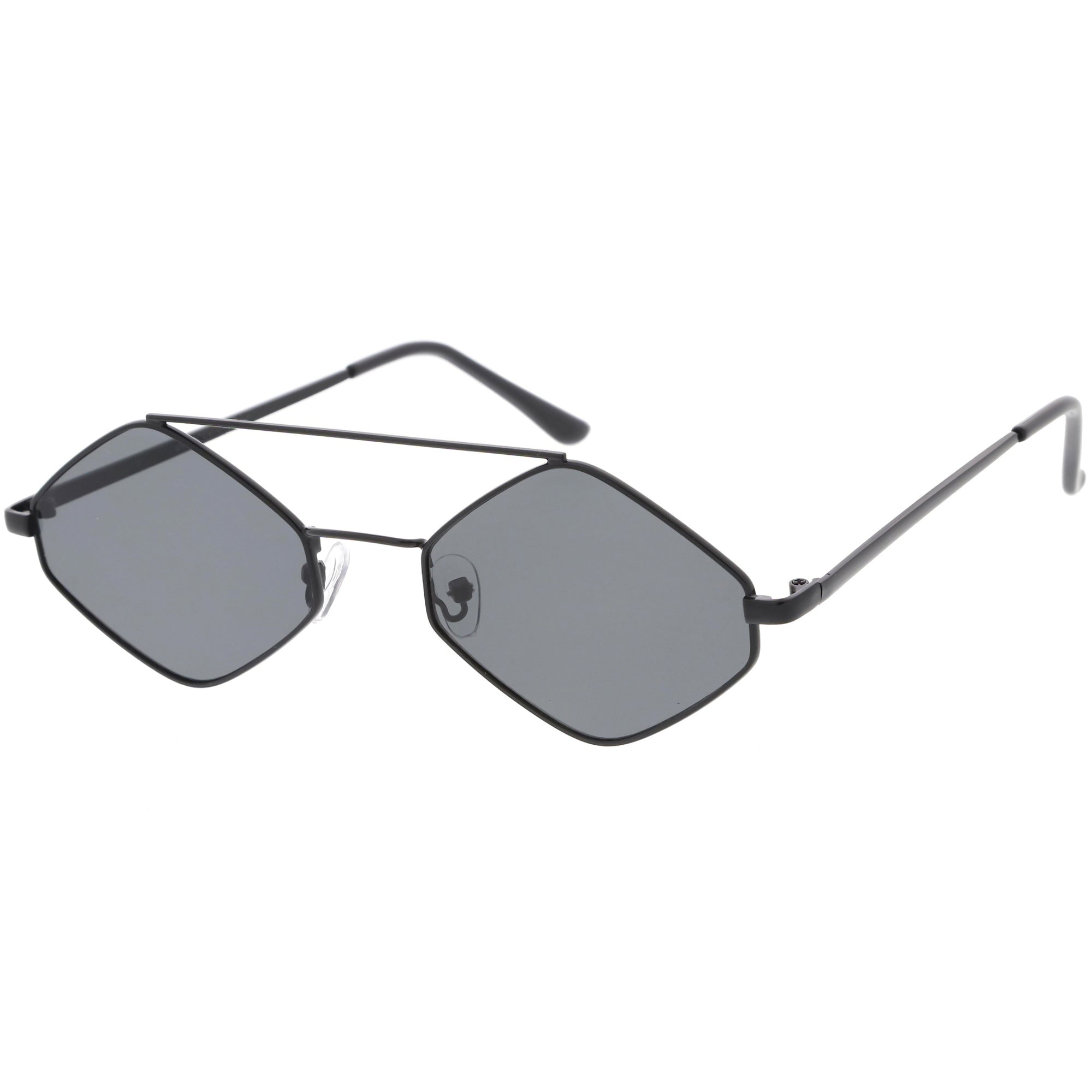 Retro Geometric Hexagon Diamond Shaped Flat Lens Sunglasses