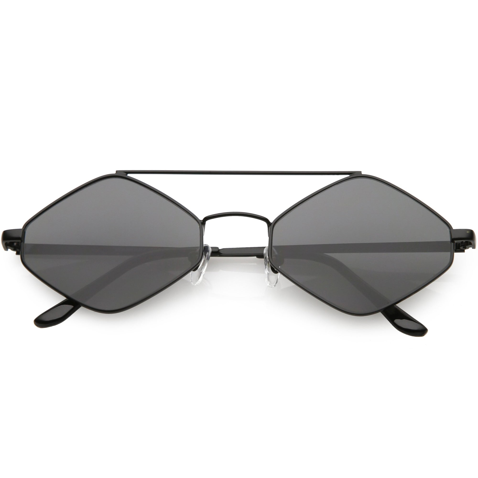 Retro Geometric Hexagon Diamond Shaped Flat Lens Sunglasses