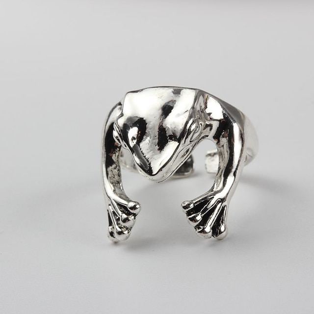 925 Sterling Silver Frog Open Finger Rings Adjustable Size 6 to13 Red Eyes Frog Animal Open Rings for Vintage Fashion Jewelry Gifts